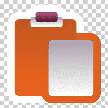 Portapapeles blanco y naranja, fuente cuadrada naranja, acciones pegadas, rectángulo, naranja, portapapeles png