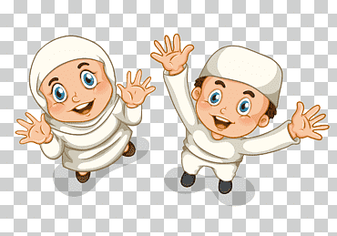 Islam musulmán, islam, niño y niña manos arriba ilustración, niño, mano, humano png