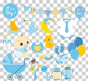 Ilustración de artículos de bebé, baby shower infantil, fondo bebé, azul, texto, bebé png