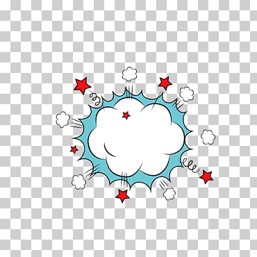 Blanco, azul y rojo humo de explosión, pintado a mano de dibujos animados explosión nube frontera, pintura de acuarela, frontera, personaje animado png