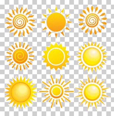 nueve soles surtidos, sol euclidiano, sol, fotografía, girasol, simetría png