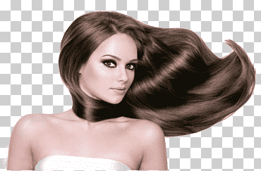 Mujer morena de cabello, cuidado del cabello salón de belleza champú alisado del cabello, modelo de cabello, pelo negro, productos cosméticos, gente png