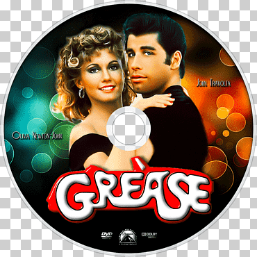 john travolta olivia newton-john grease 2 discos blu-ray, dvd, televisión, póster, película png