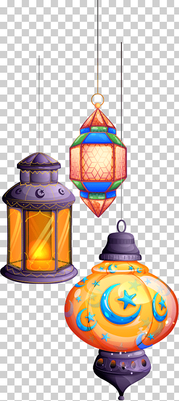 eid al-fitr eid mubarak eid al-adha, araña de luces de fantasía de cinco colores, tres linternas de colores surtidos, salpicadura de color, linterna, luces png