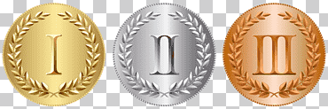 Ilustración de varias monedas, medalla de bronce medalla de oro medalla de plata, oro plata y medallas de bronce, medalla, oro, material png