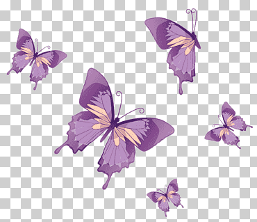 Cinco mariposas moradas, mariposa monarca, acuarela mariposa, púrpura, azul, mariposa patas de pincel png