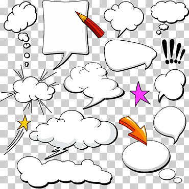 nube de globos de discurso de cómics, colección de cómics de diálogo, ilustración de meme de revista, ángulo, blanco, lápiz png