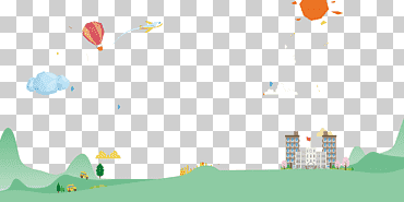 ilustración, campus paisaje hierba, nube, globo, fondo de pantalla de la computadora png