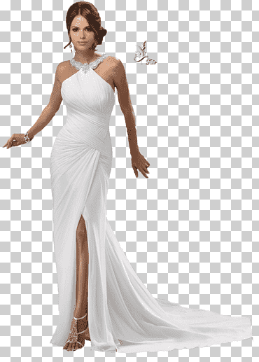 mujer vestida de blanco vestido largo sin mangas, vestido de novia vestido formal vestido de cóctel, vestido de novia, Boda, Moda, vestido de fiesta png