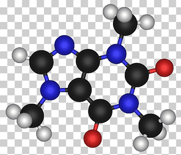 molécula cafeína química estructura química enlace químico, molécula, diverso, azul, elemento químico png