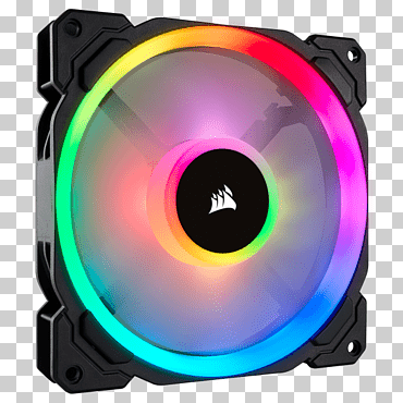 carcasas y carcasas de computadoras componentes de corsario rgb modelo de color luz de ventilador de computadora, luz, electrónica, lente de la cámara, computadora png
