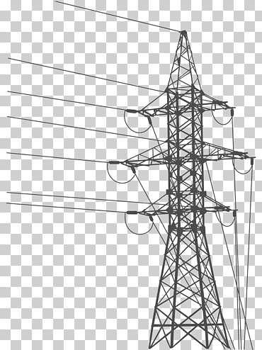 Ilustración de la torre de transmisión, línea eléctrica aérea Línea eléctrica de transmisión Torre de transmisión, red eléctrica, eléctrica, ángulo, monocromo, palabras frases png