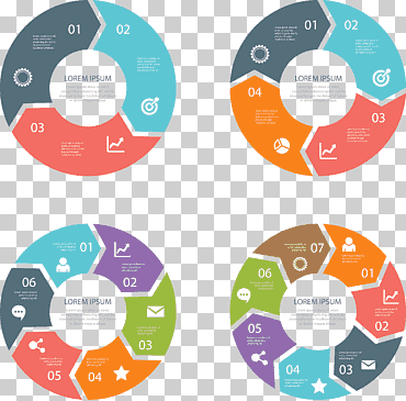 Cuatro cuadros multicolores, diagrama de flujo circular de bucle de flecha, infografía, texto, negocio png