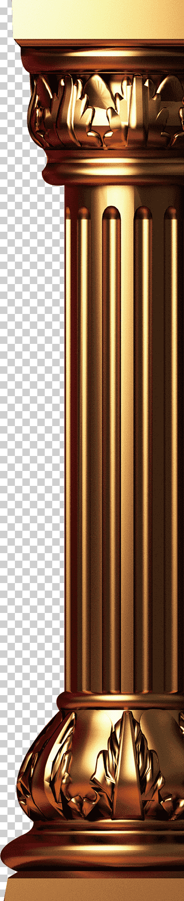 Pilar de latón, columna de metal, columna de material metálico dorado., moneda de oro, etiqueta de oro, material png