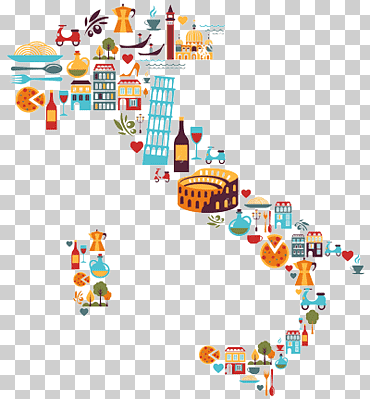 Ciudad y edificios de arte, mapa de Italia, Italia, texto, fotografía, iconos vectoriales png