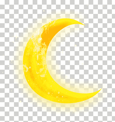 Luna creciente amarilla rodeada de ilustración de estrellas, luna de dibujos animados, luna, historietas, comida, naranja png