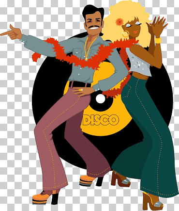 Ilustración de hombre y mujer bailando, discoteca de baile de los 70, fiesta, vacaciones, fotografía, bola de disco png