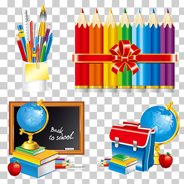 útiles escolares, hermosos útiles escolares del campus, suministros, lápiz, hermoso vector png