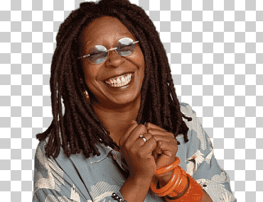 mujer sonriendo, whoopi goldberg riendo, en el cine, Whoopi Goldberg, mujer png