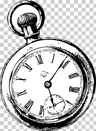 Ilustración de reloj de bolsillo, reloj de bolsillo de conejo blanco, boceto, accesorios, monocromo, reloj png