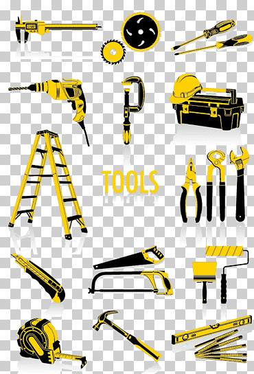 Herramienta amarilla, negra, herramienta, iconos de herramientas de hardware., cdr, ángulo, electrónica png