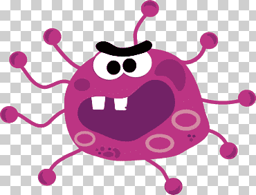 Ilustración de carácter morado, virus informático, virus violeta., material png, Violeta, computadora png
