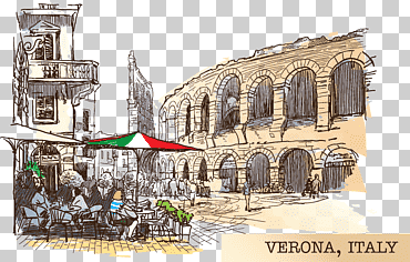 verona, italia ilustración, verona dibujo boceto, dibujos italia verona, edificio, Artes graficas, dibujar a mano png
