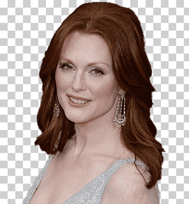mujer sonriente vestida con camiseta sin mangas, julianne moore glamour, en el cine, Julianne Moore, sonriente png