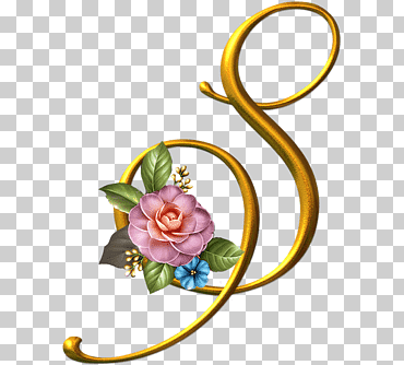 letra s oro inicial, oro, alfiler, tipografía, flor png