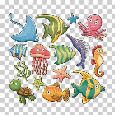 Ilustración euclidiana de animales acuáticos, peces marinos, animales, sencillo, Medusa png