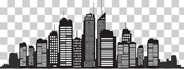 ciudad de nueva york silueta horizonte, edificio silueta, edificios de gran altura ilustración, fotografía, ciudad, monocromo png
