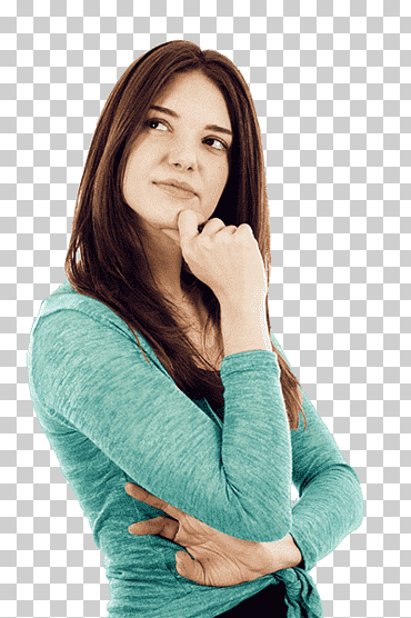 mujer sosteniendo su barbilla, mujer joven pensando, gente, mujer, participación png
