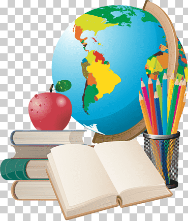 útiles escolares, estudiantes, lápiz, globo, mundo png