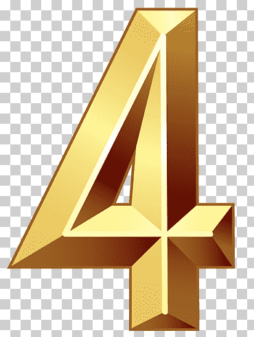 Ilustración número 4 dorada, número 4, ángulo, triángulo, simetría png