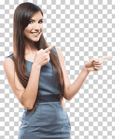 mujer apuntando dos dedos en el lado izquierdo, mujer de negocios, negocios, mujer de negocios, gente, brazo png