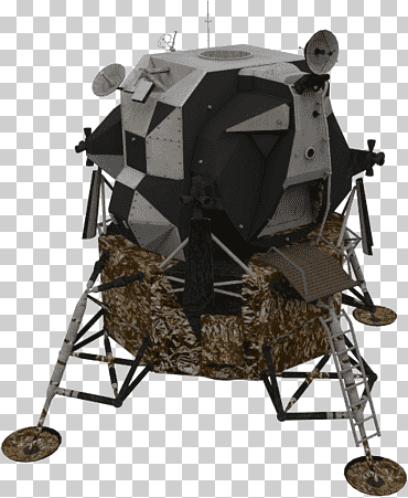 Ilustración de equipo inalámbrico de patas negras y marrones, módulo lunar apolo, transporte, astronave, negro png