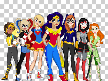 personajes surtidos ilustración de arte, hiedra venenosa mujer maravilla batgirl superhéroe harley quinn, mujer maravilla, historietas, DC comics, personaje de ficción png