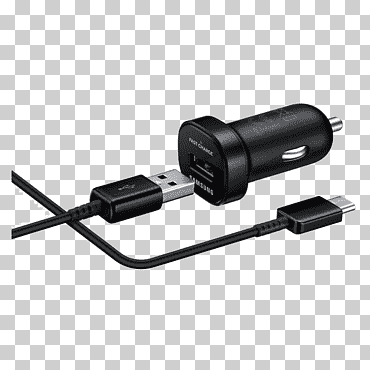 adaptador de CA carga rápida samsung cargador de vehículo de carga rápida mini usb c 1, solo puerto usb-c samsung coche tipo de cargador de teléfono móvil + modo de carga rápida enchufe negro, samsung, electrónica, adaptador, cable png