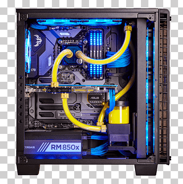 carcasas y carcasas de computadoras sistema informático partes de refrigeración hardware de la computadora unidad de suministro de energía refrigeración por agua, computadora, Red de computadoras, electrónica, computadora png