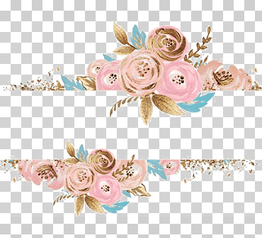 Flores rosadas, rosa vestido dorado, borde rectangular, fondo azul con pinturas florales rosas y marrones., frontera, pintura de acuarela, accesorio para el cabello png