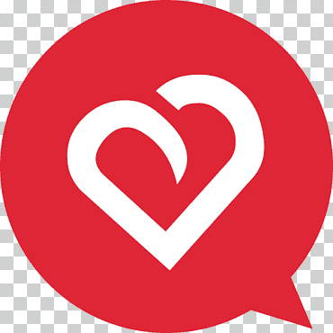 rótulo rojo redondo con corazón blanco en el logo del centro, logo atractivo, iconos logos emojis, empresas tecnológicas, redondo png