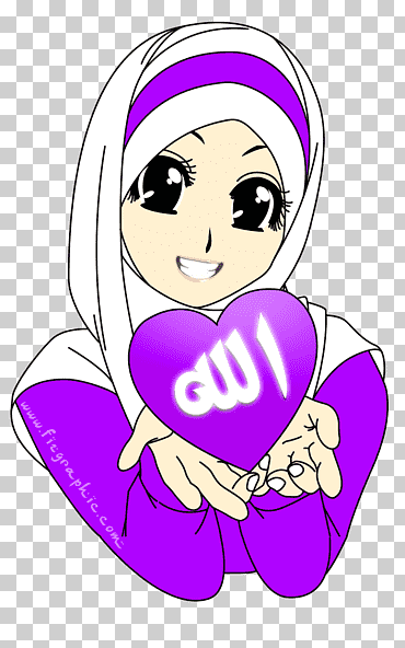 qur  'una historieta musulmana del hijab del islam, islam, púrpura, niño, cara png
