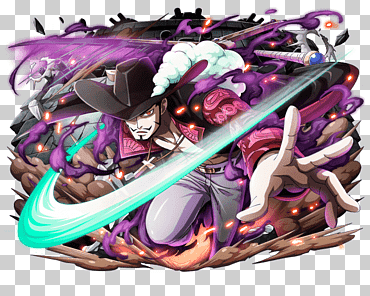 una pieza mi ilustración halcón, dracule mihawk una pieza tesoro crucero shanks una pieza: guerreros piratas boa hancock, una pieza, púrpura, dibujos animados, una pieza png