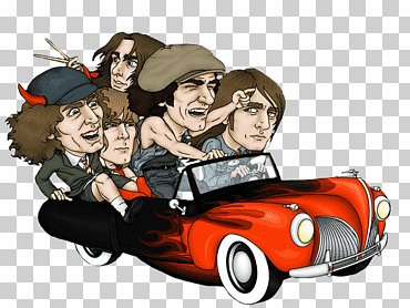 ac / dc caricatura rock rock rock and roll, diverso, camioneta, auto antiguo png
