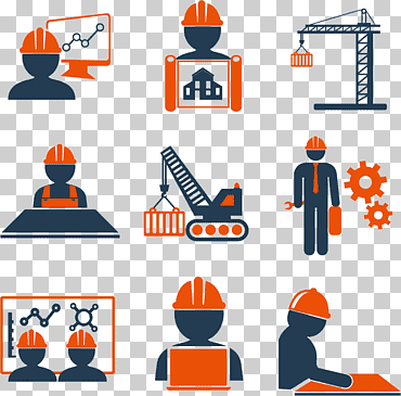 مهندس برتقالي وأزرق ، أيقونة هندسة إقليدية ، أيقونة مواد البناء, التي شيرت, بناء, الكاميرا أيقونة png