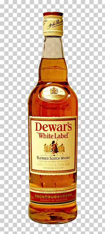 Botella blanca de la etiqueta de dewar, licor de whisky escocés de malta única destilada, botella de whisky., comida, vino, partido png