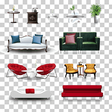 Varios juegos de sala ilustraciones, mesa muebles silla de la sala, muebles, ángulo, diseño de interiores, rectángulo png