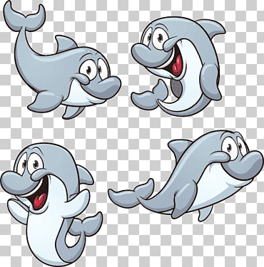 Dibujos animados de delfines, dibujos animados delfines diversos, personaje animado, mamífero marino, mamífero png