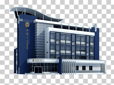 Estación de policía oficial de policía, material de hebilla estación de policía, edificio, gente, material png