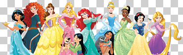 disney princesas ilustración, rapunzel belle ariel princesa jazmín princesa aurora, princesa disney, princesa jazmín, dibujos animados, película png